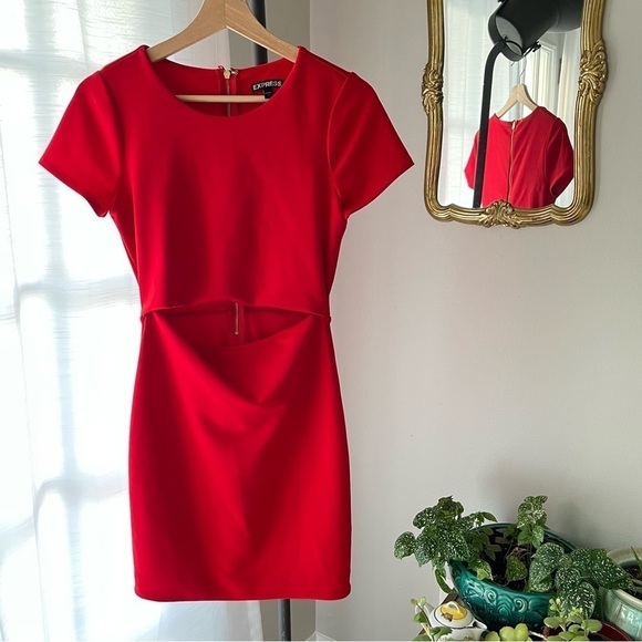 EXPRESS Cut Out Mini Cocktail Dress -‎ Red - Picture 2 of 7